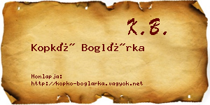 Kopkó Boglárka névjegykártya